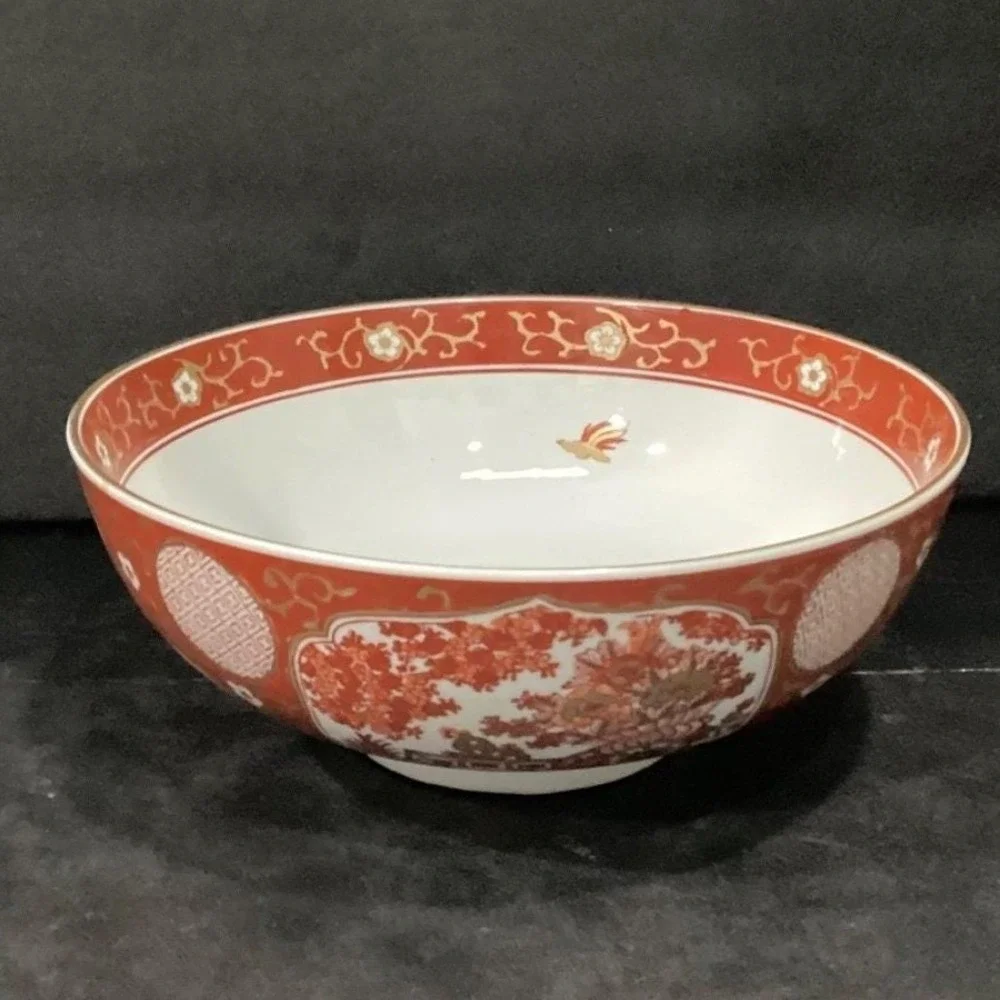 Imari‎ Japan Serving Bowl, Vintage Hand Painted Floral & Birds, Vegetable Dish